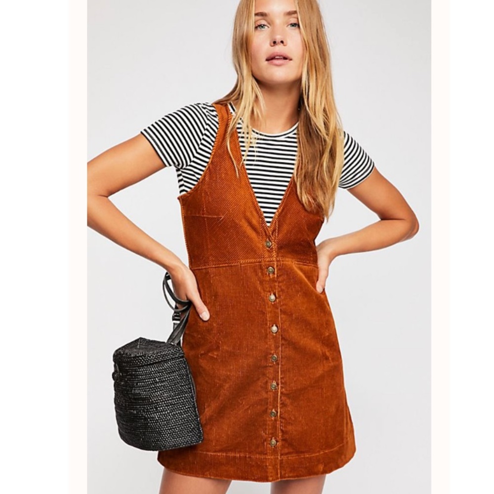 Free People: light blue corduroy button-up dress